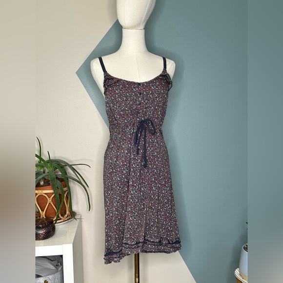 Mossimo Supply Co. Dresses & Skirts - Mossimo Supply Co. Floral Sundress Navy Cotton Adjustable Strap Cottagecore S